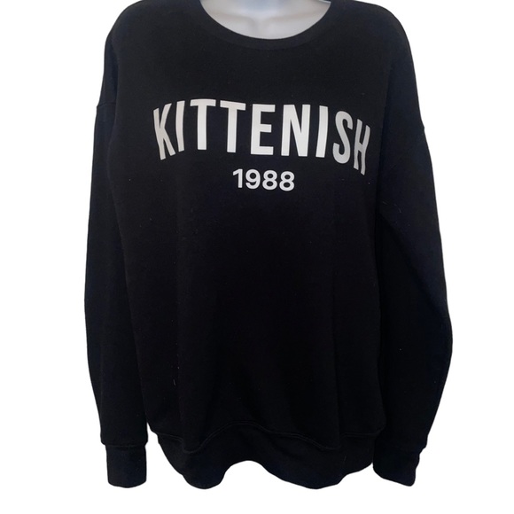 Kittenish Tops - KITTENISH JESSIE JAMES DECKER Womens Varsity Crewneck Black Sweatshirt Size M